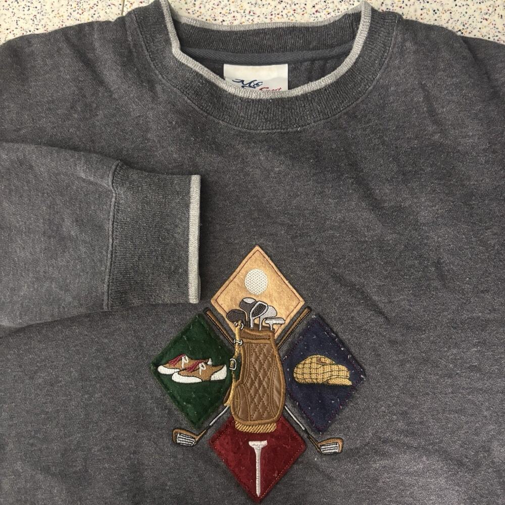 Vintage 90’s Grandpa Golf Dark Gray Sweatshirt Links Clubs Tee Hat XL